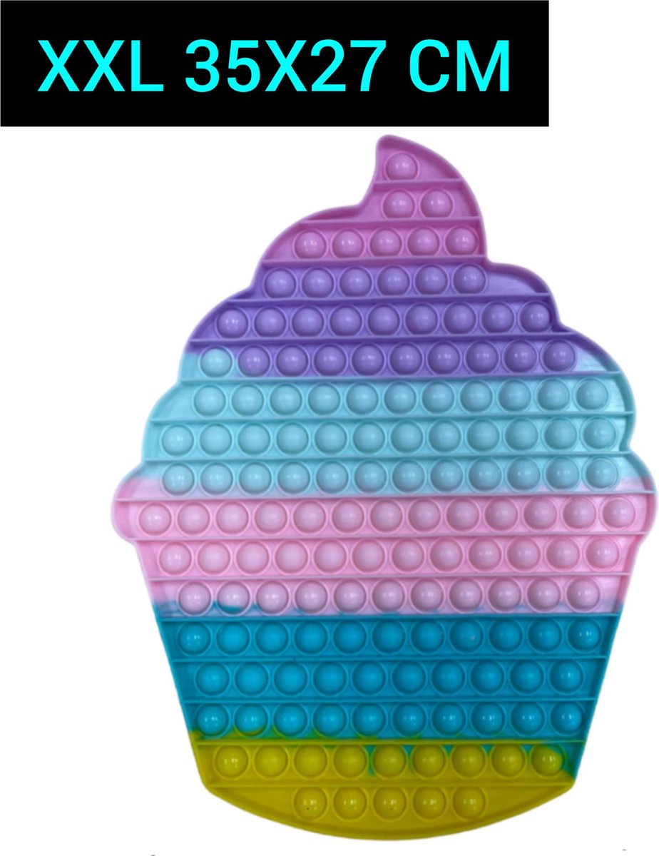 Fidget toys XXL | 35x27 CM Cake-ijs | Anti stress | Van TikTok | Voor Meisjes jongens en volwassenen | Rainbow Multi Color  Popit Cadeau Tip